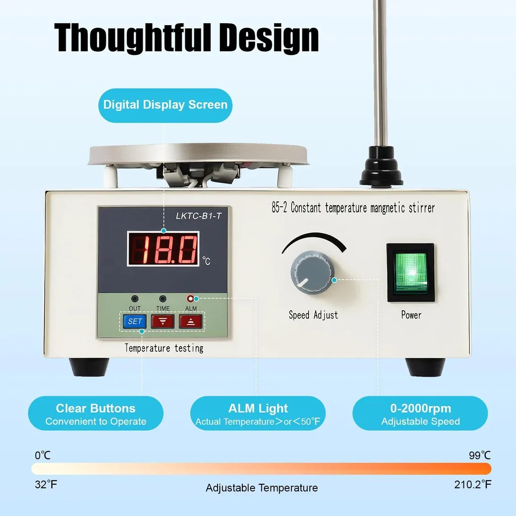 Agitatore Magnetico Professionale 2L - Agitatore Riscaldante Digitale - 8