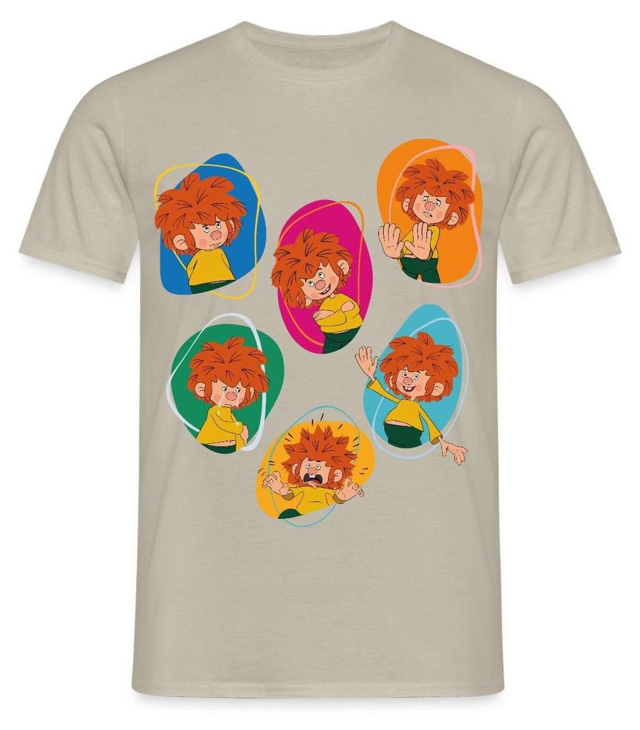 Spreadshirt Pumuckl Zeigt Verschiedene Emotionen Männer T-Shirt, M, Sandbeige