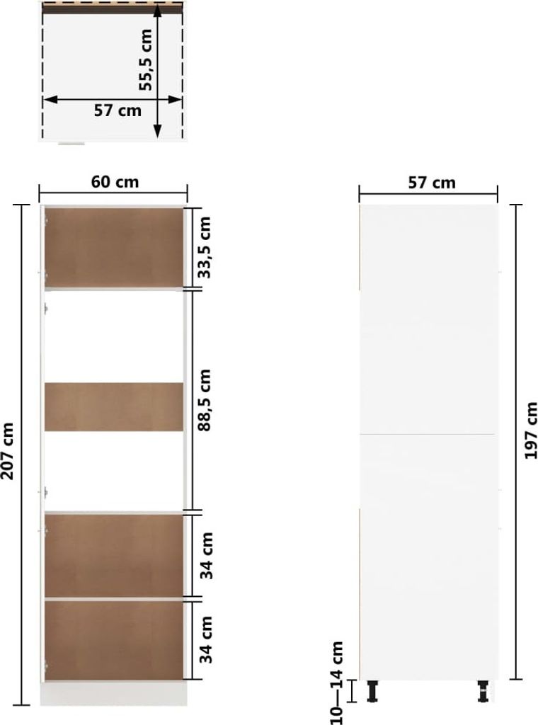 vidaXL Chłodzona szafka ścienna biała 60x57x207 cm materiał Zdjęcie produktu 2
