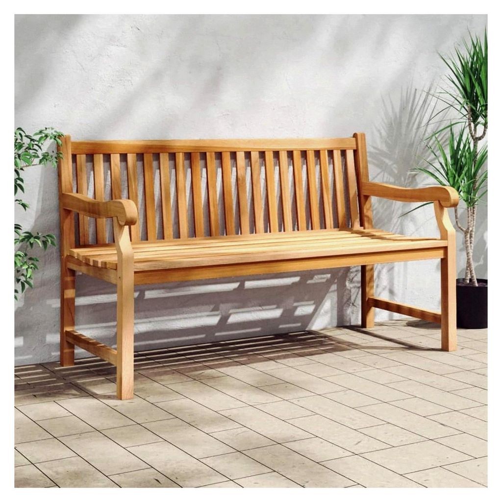 Gartenbank 150 cm aus massivem Teakholz, wetterfest