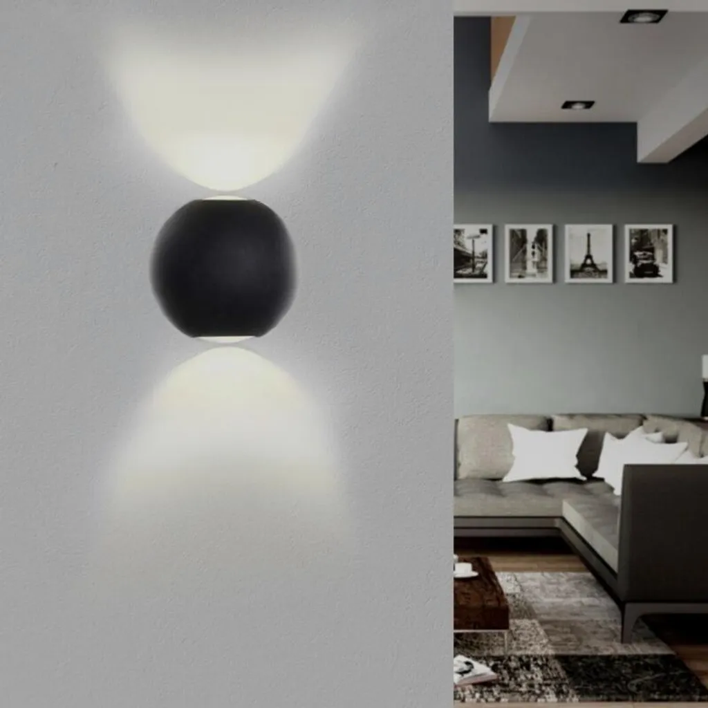 Applique Murale Noire Design LED 6W Double Faisceau IP54 4000K-5500K