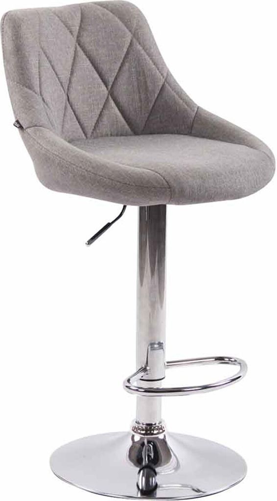 TPFLiving Barhocker Lazius Gestell Metall in Chromoptik Stoff Grau