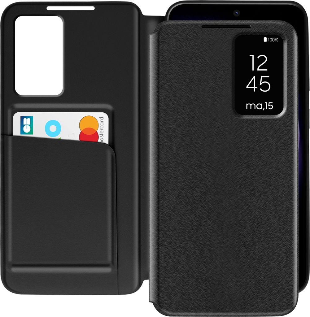 Avizar, Fensterhülle für Samsung Galaxy S23 mit Kartenklappe, Schwarz
