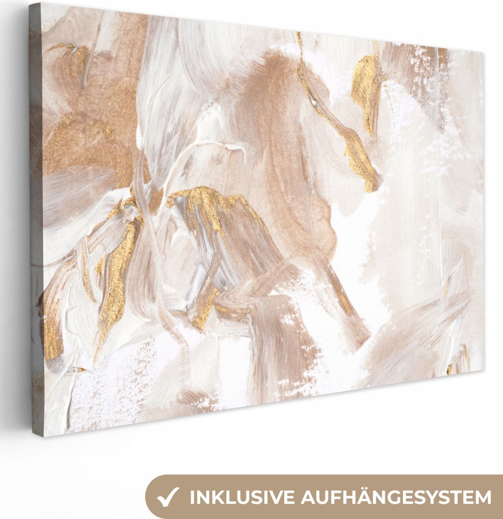 MuchoWow - Leinwandbilder - Farbe - Weiß - Abstrakt, Wandbild, Wanddeko Bilder Wohnzimmer, 90x60 cm