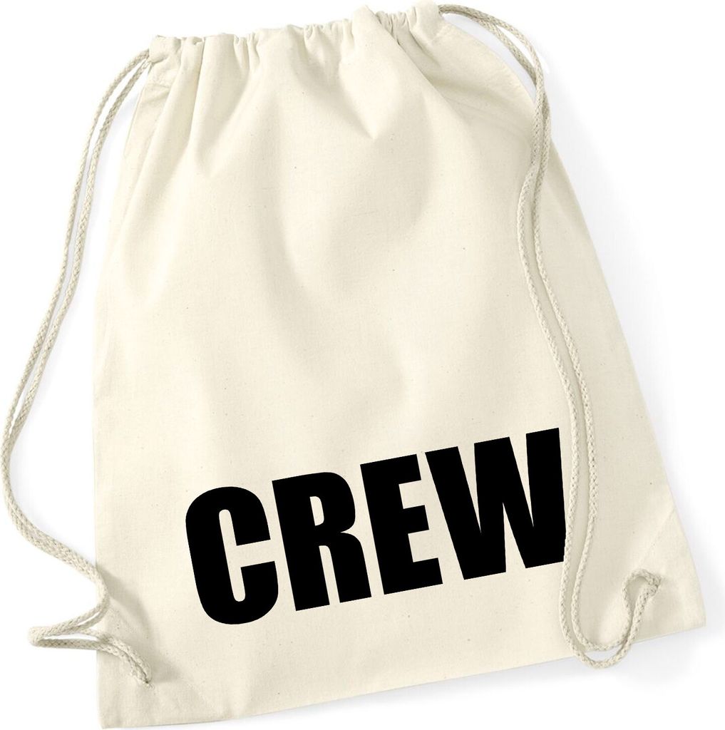 Huuraa Turnbeutel Crew Schriftzug 12 Liter Natural Baumwolle Rucksack Geschenkidee