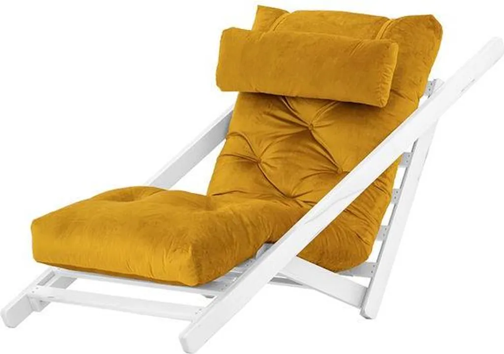 Fauteuil de relaxation avec dossier inclinable en tissu velours blanc