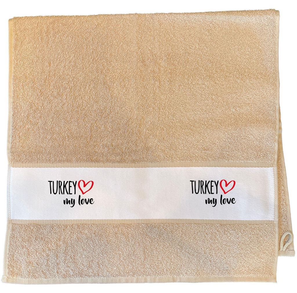 Huuraa Handtuch Turkey my love 50x100cm Sand Baumwolle Handtuch Geschenkidee