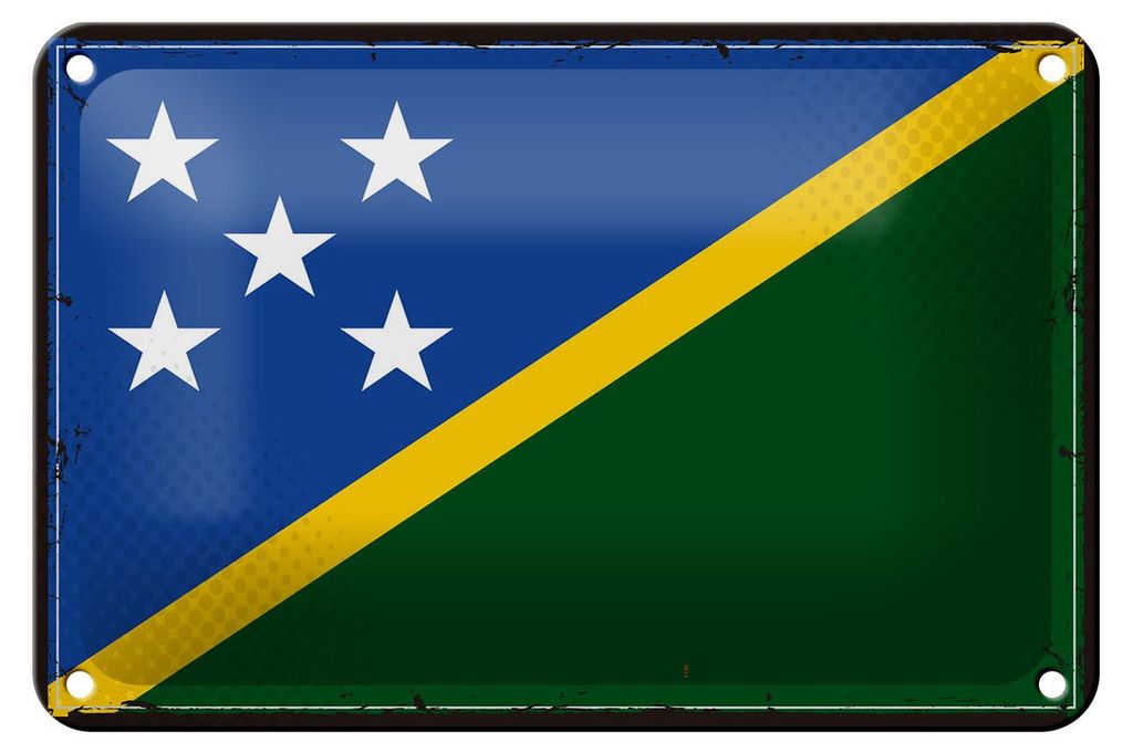Blechschild Flagge Salomonen 18x12cm Retro Solomon Islands Dekoration