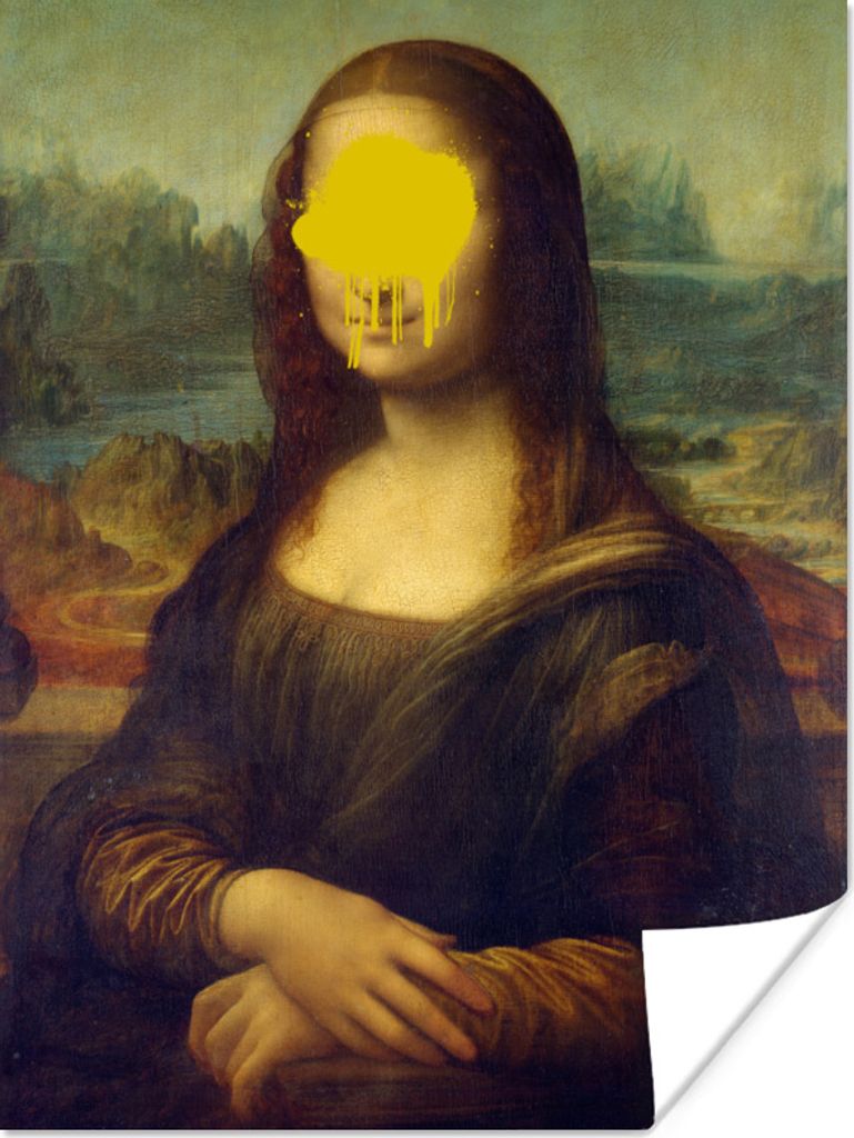 MuchoWow Poster Mona Lisa - Leonardo da Vinci - Gelb 120x160 cm - Wandbilder