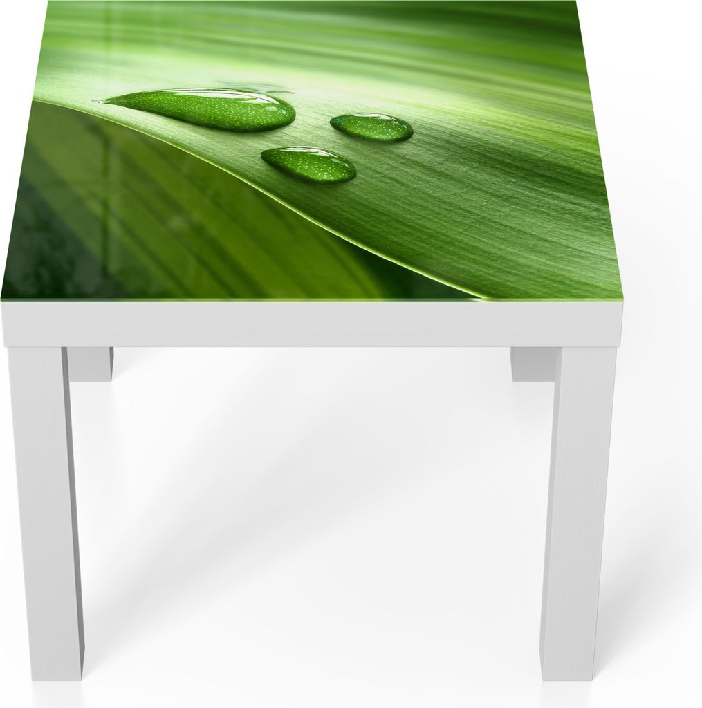 DEQORI Couchtisch 55x55 cm Weiß 'Tropfen der Reinheit' Glas Beistelltisch Glastisch modern