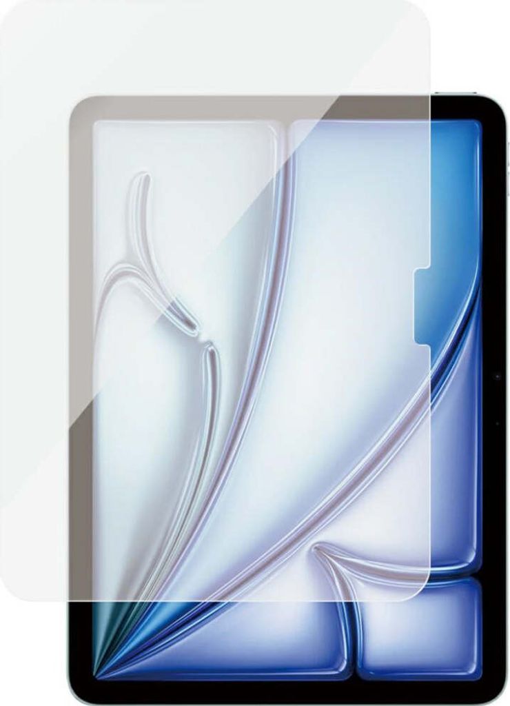 A screen protector is shown laid over a tablet screen.