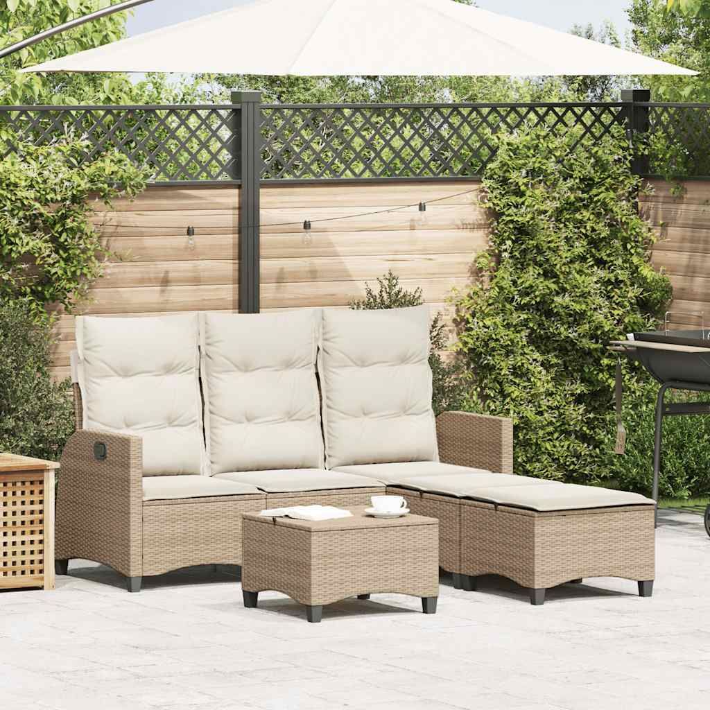 Maison Exclusive - 3-tlg. Garten-Sofagarnitur mit Kissen L-Form Beige Poly Rattan