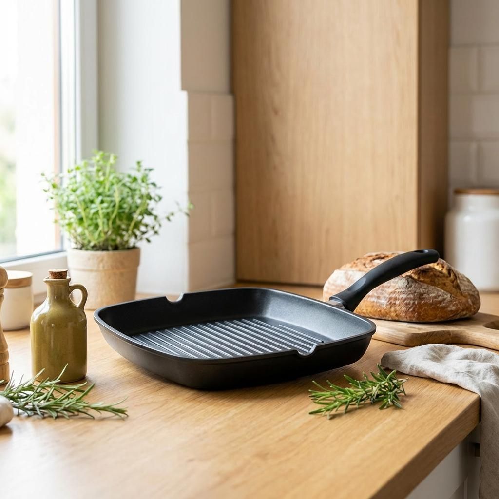 Granit Grillpfanne 24 cm Induktion Antihaftbeschichtigung Bratpfanne Pfanne