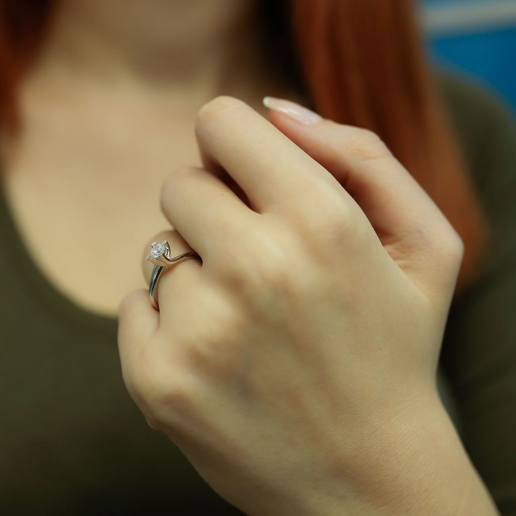 0,27 Carat Diamant Solitär Ring Meisterwerk 14 Karat Weißgold