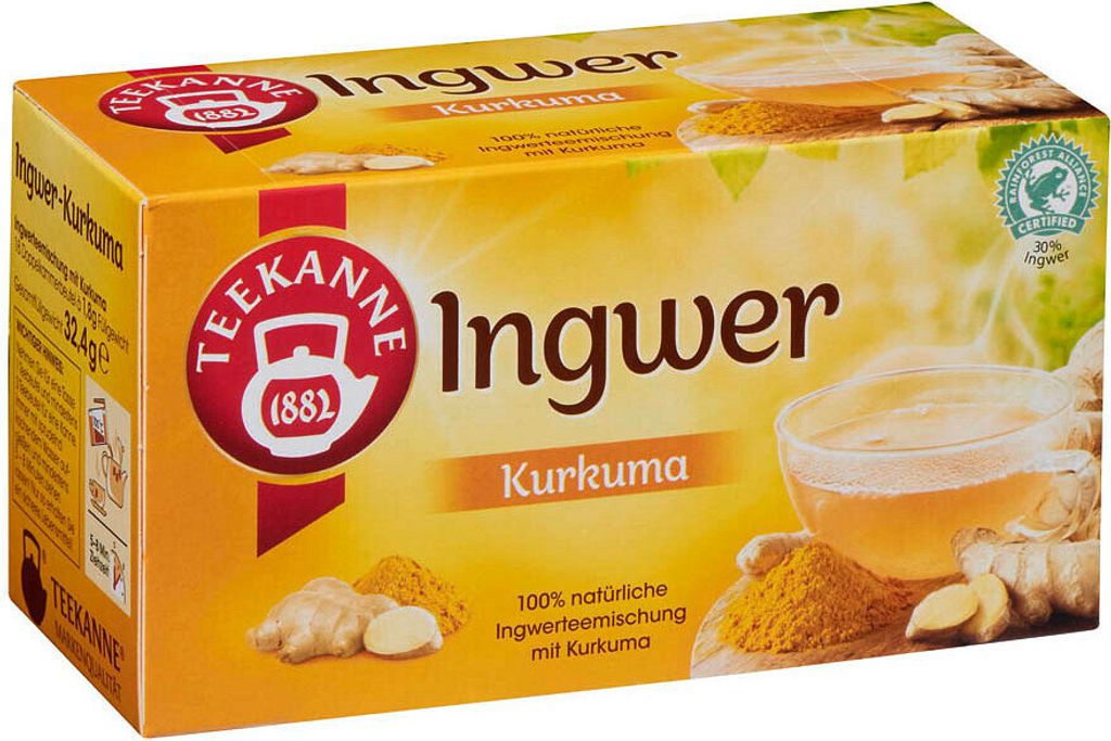 Teekanne Ingwer Kurkuma Ingwerteemischung verfeinert mit Kurkuma 32g