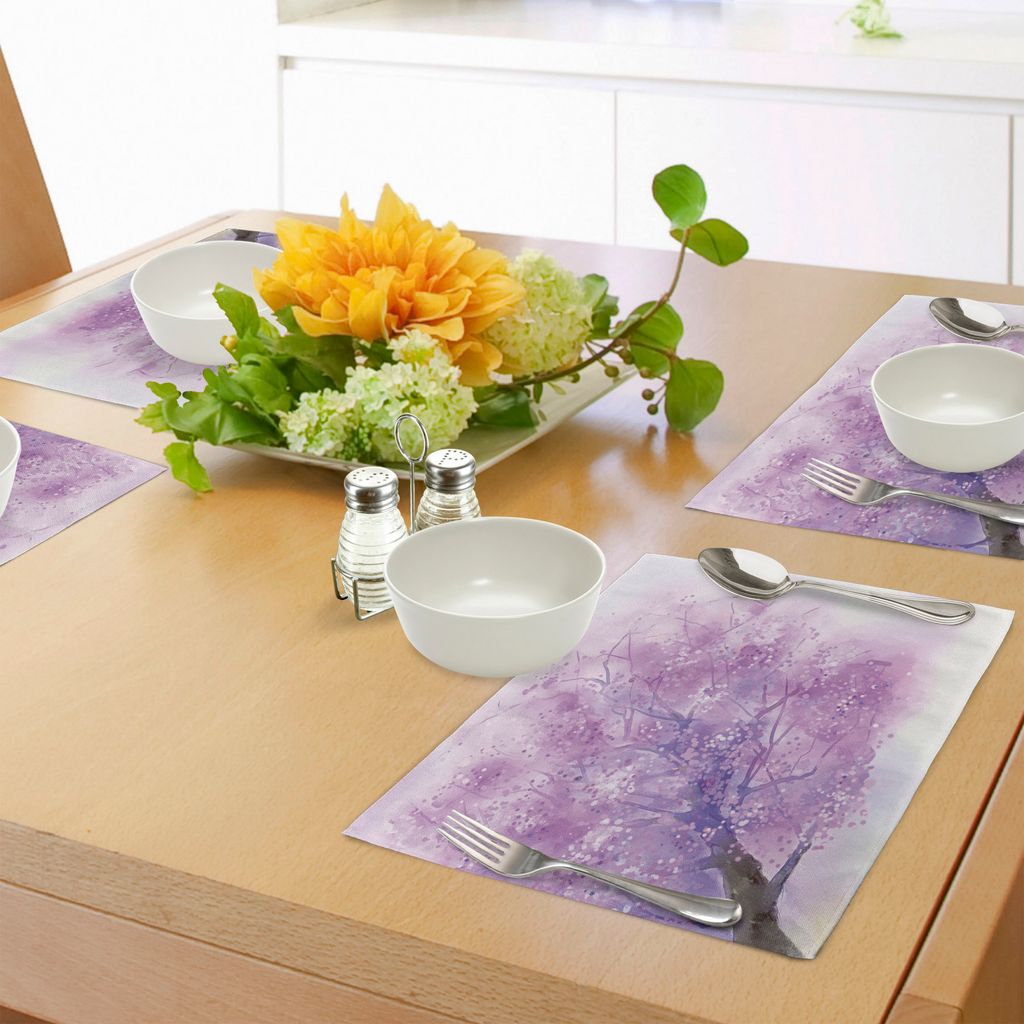 ABAKUHAUS Blume Platzmatten, Dreamy Tree Body View mit Wolken Details Liebe und Zuneigung Valentines inspirierte Motiv, Tiscjdeco aus Farbfesten St...