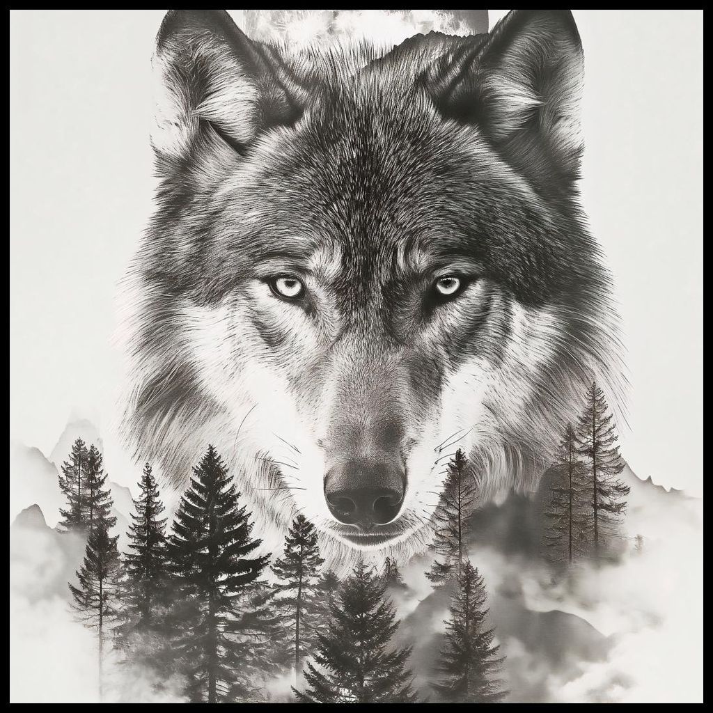Plakat 70x70cm Wolf Geist des Waldes