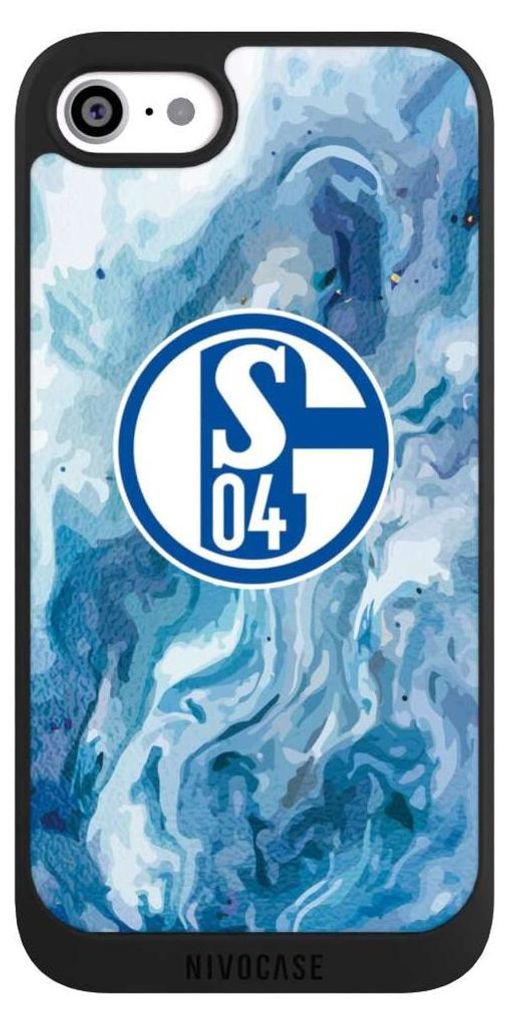 NIVOCASE Handyhülle für Apple iPhone SE (2022) Hülle NIVOpure Case Schwarz FC Schalke 04 Fanartikel Logo