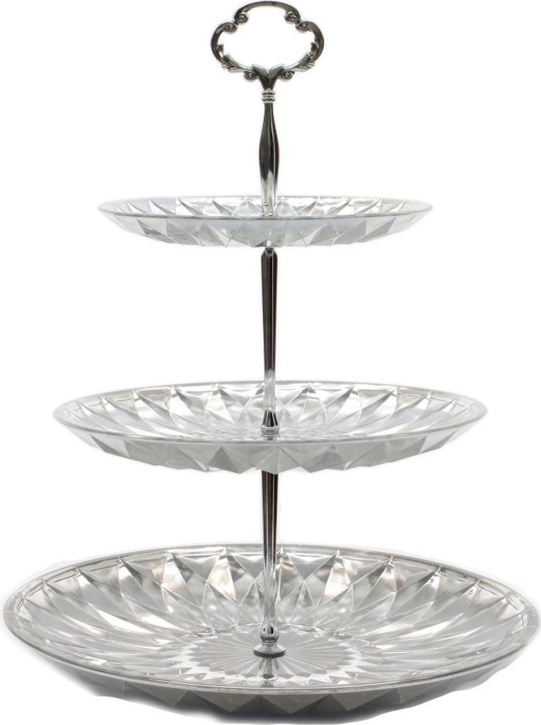 Etagere Glas silber Gebäckschale Kuchenplatte 3 stufig edel Ø 25
