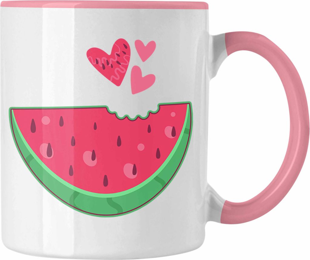 Trendation - Melone Grafik Tasse Geschenk Sommer Geschenkidee Melonen-Liebhaber (Rosa)