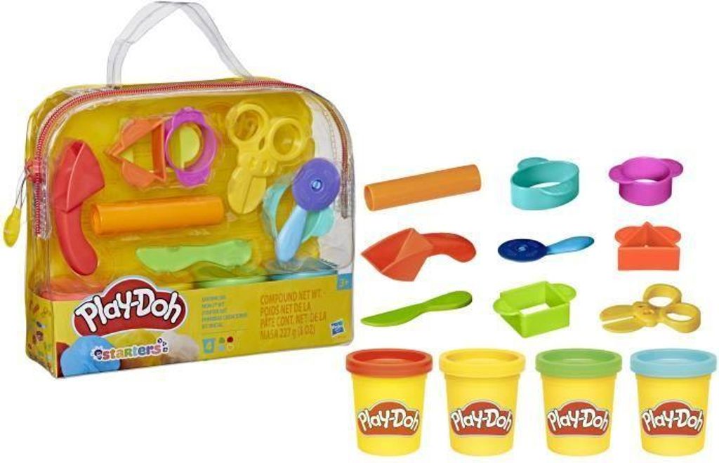 Play-Doh Mein Erstes Set, 9 Zubehörteile, Aufbewahrungskoffer, 4 Dosen Knete, Kreatives Spielzeug