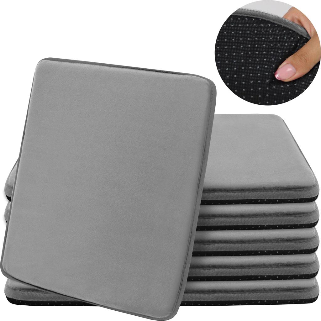 Domarex Sitzkissen für Stühle Weich Komfort Rutschfest Pflegeleicht, Grau 38x38cm (set mit 6 Teilen)