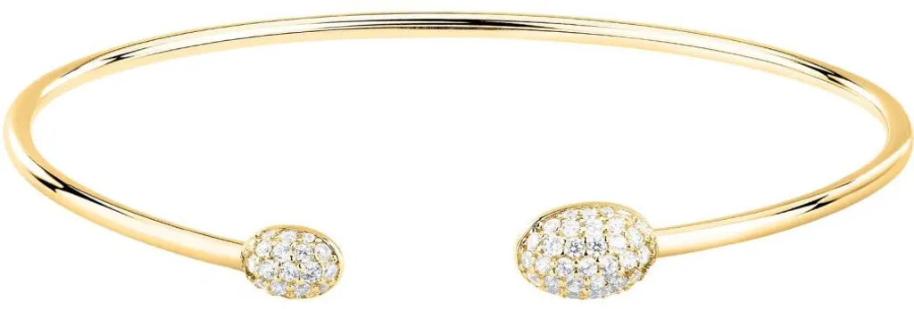 Bracelet massif plaqué or SAZB10 avec pavé de zircons étincelants