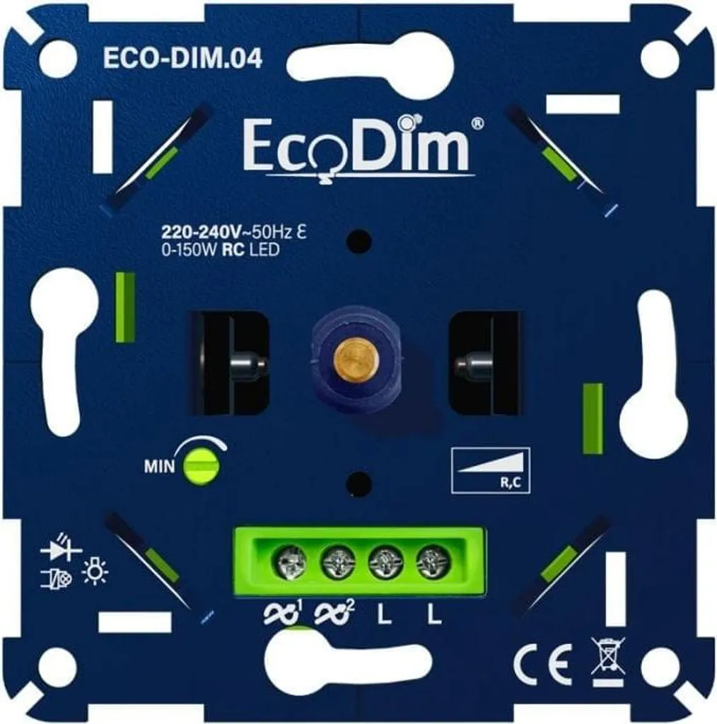 Variateur de Lumière LED 150W Encastrable ECODIM Universel Bleu et IP20