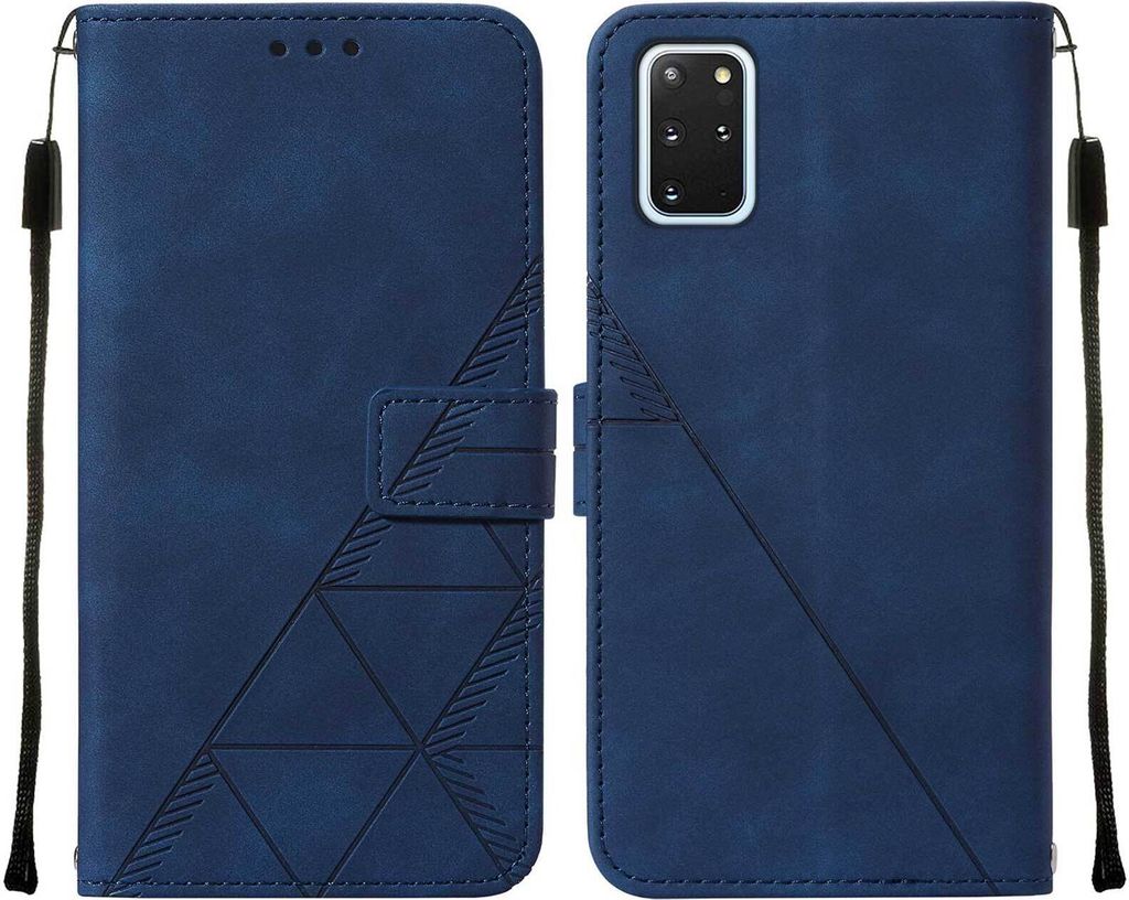 Galaxy S20 Plus Hülle, Schlank Prägung Flip Leder Kartenfächer Schutzhülle mit Ständer für Samsung Galaxy S20 Plus Blau