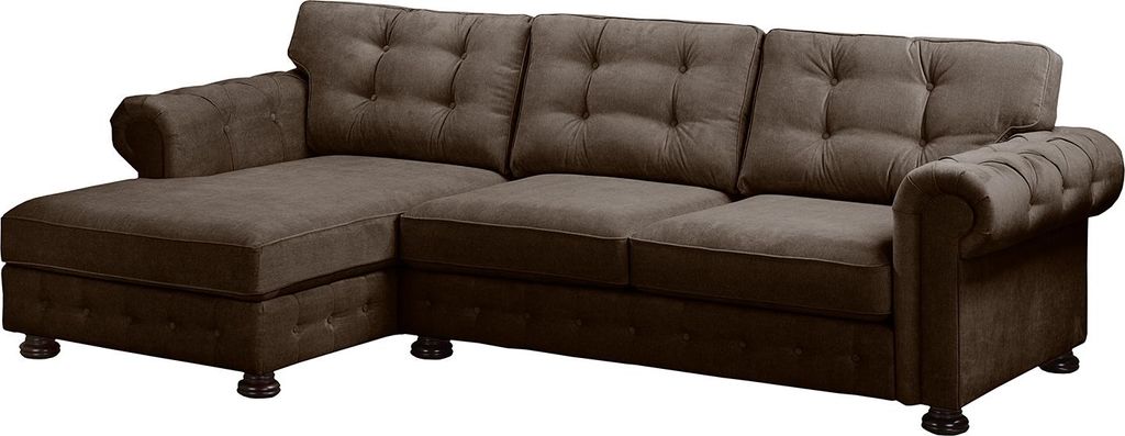 home24 Ecksofa mit Longchair - Microfaser