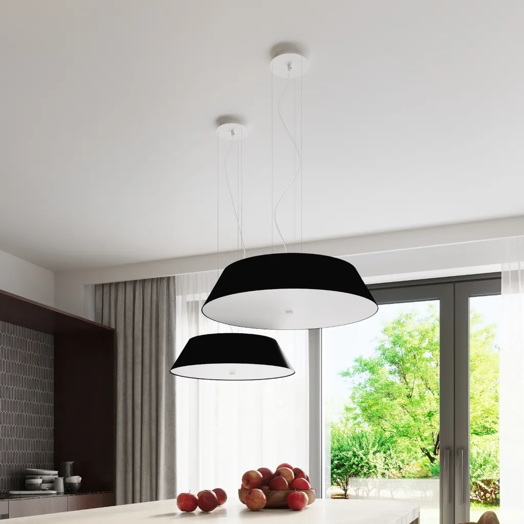 Suspension plafonnier VEGA 60 noir design moderne 5 ampoules E27