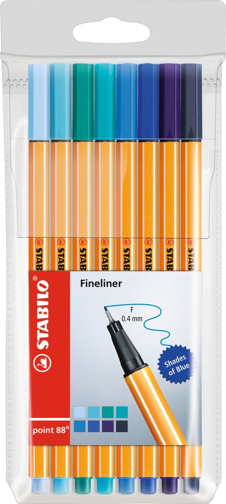 Fineliner - STABILO point 88 - 8er Etui - Blautöne