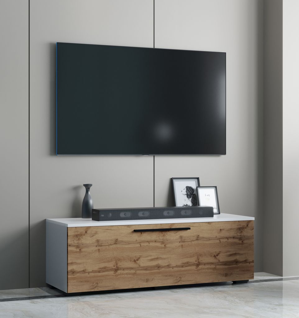 VCM TV Möbel | Lowboard | Fernsehschrank mit breiter Klapptür | Maße H. 39 x B. 115 x T. 40 cm | Fernseh Möbel – Arila M