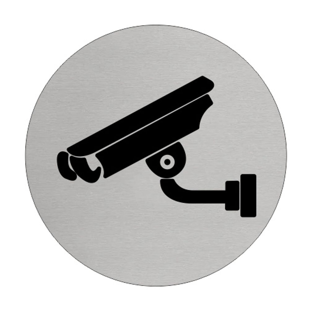 CombiCraft Aluminium Türschild 'Kamera vorhanden' Ø75 mm Durchmesser mit 3M-Klebeband