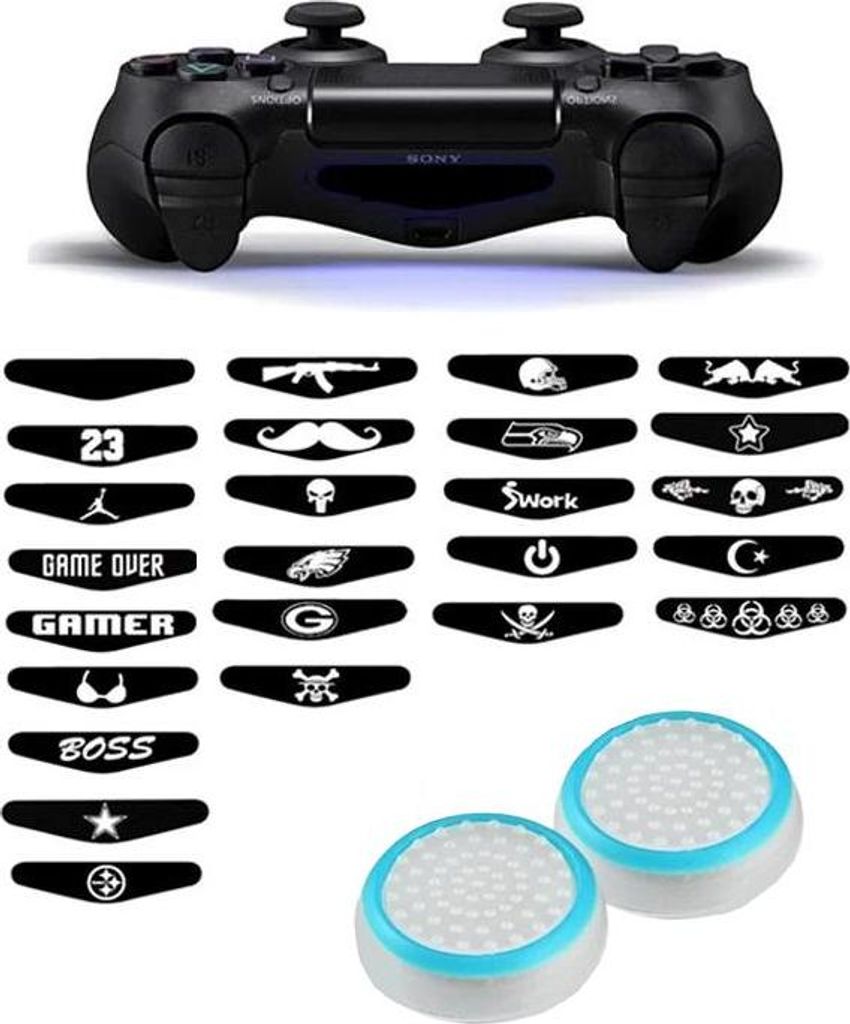 Thumbgrips - Thumb Grips + Stickers voor PS4, PlayStation 4 - Gaming Thumbgrips - Performance Thumbsticks - Anti-Slip Joystick Caps - Bescherming A...
