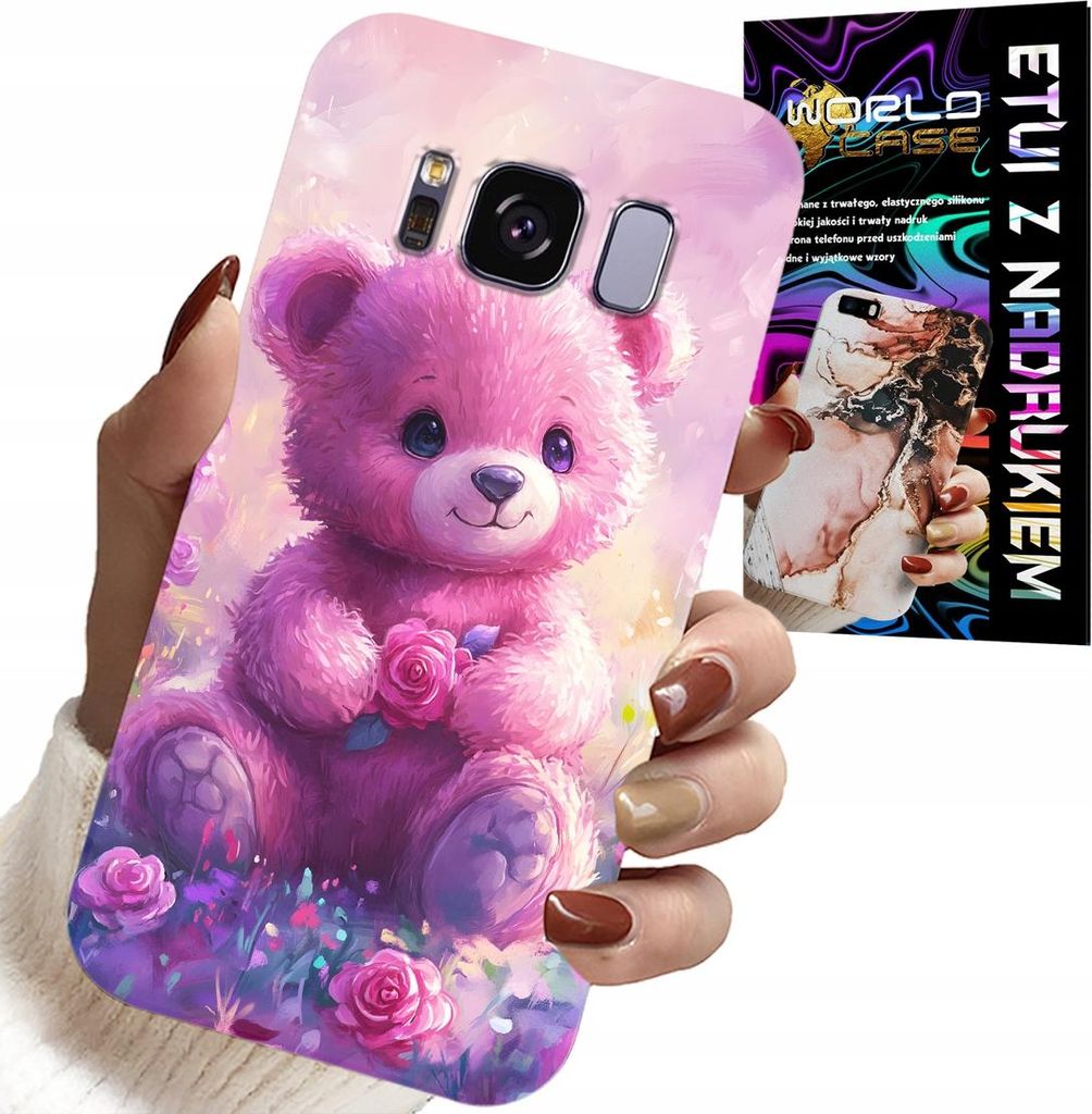 Hülle Für Samsung Galaxy S8 - Süsser Teddybär Auf Rosa Hintergrund, Hülle + Folie