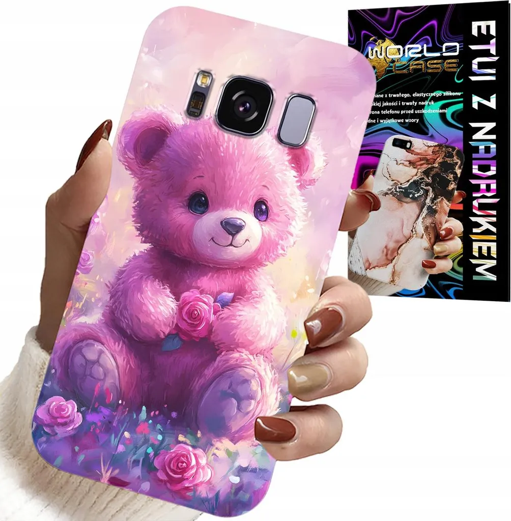 Custodia Samsung S8 con Orsetto Rosa + Pellicola Vetro - Offerta Kit