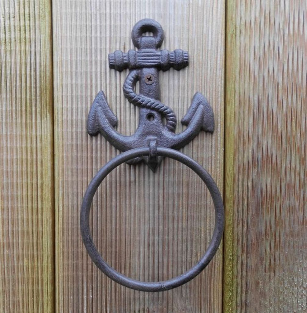 Maritimer Handtuchhalter Ring Anker. Wandhandtuchhalter Gusseisen braun
