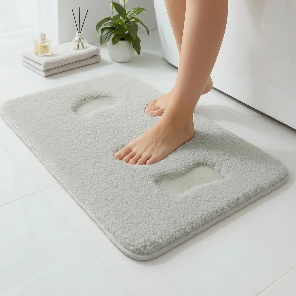 Tapis de bain anti-glisse et absorbant gris : fini les sols mouillés