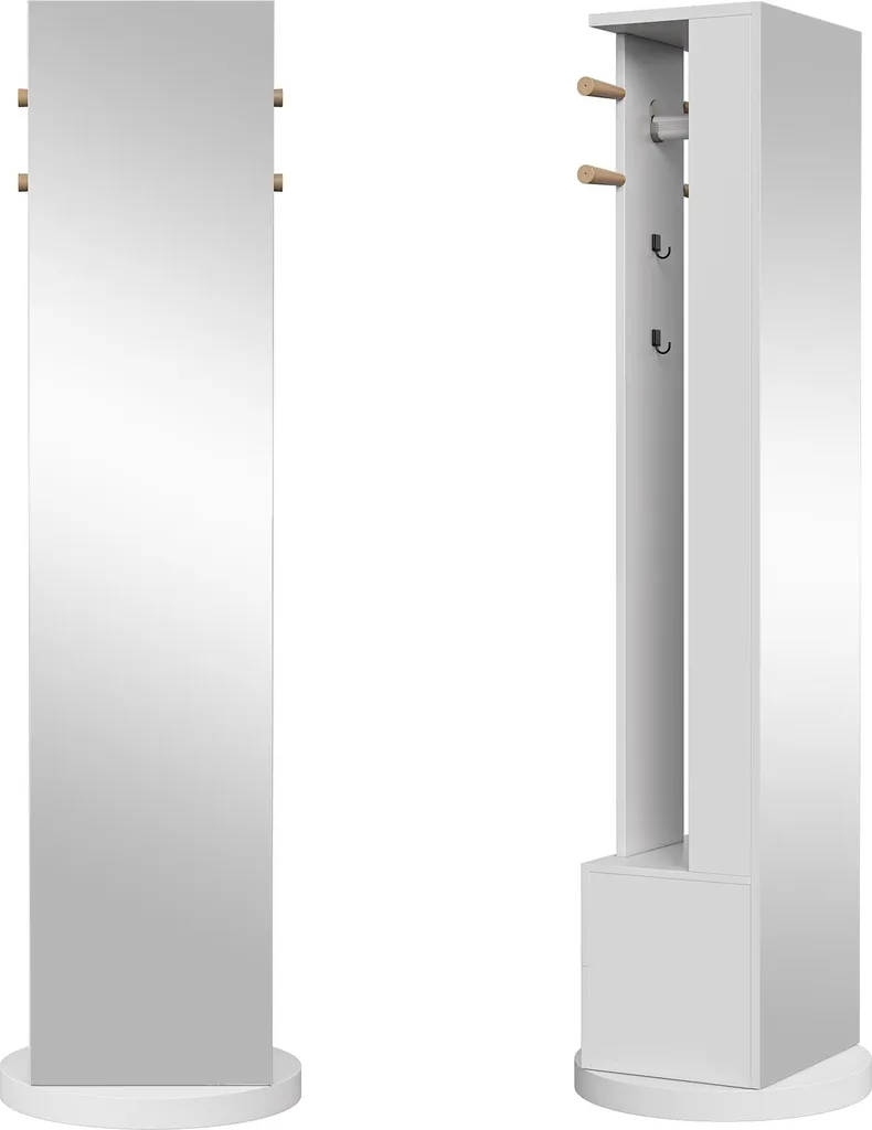 Miroir pivotant 360 pour dressing avec rangement bijoux et vêtements