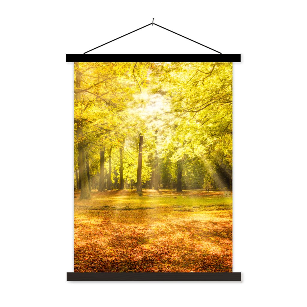 MuchoWow Textilposter Baum - Natur - Sonne - Landschaft - Wald 40x53 cm mit schwarzem Rahmen - Abbildung