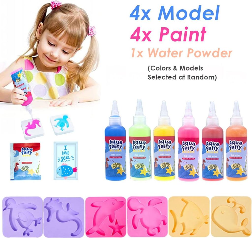 3D Gel Figuren Set für Kinder – Kreatives Wasser Experiment mit 4 Formen & 4 Farben – DIY Bastelset ab 3 Jahren