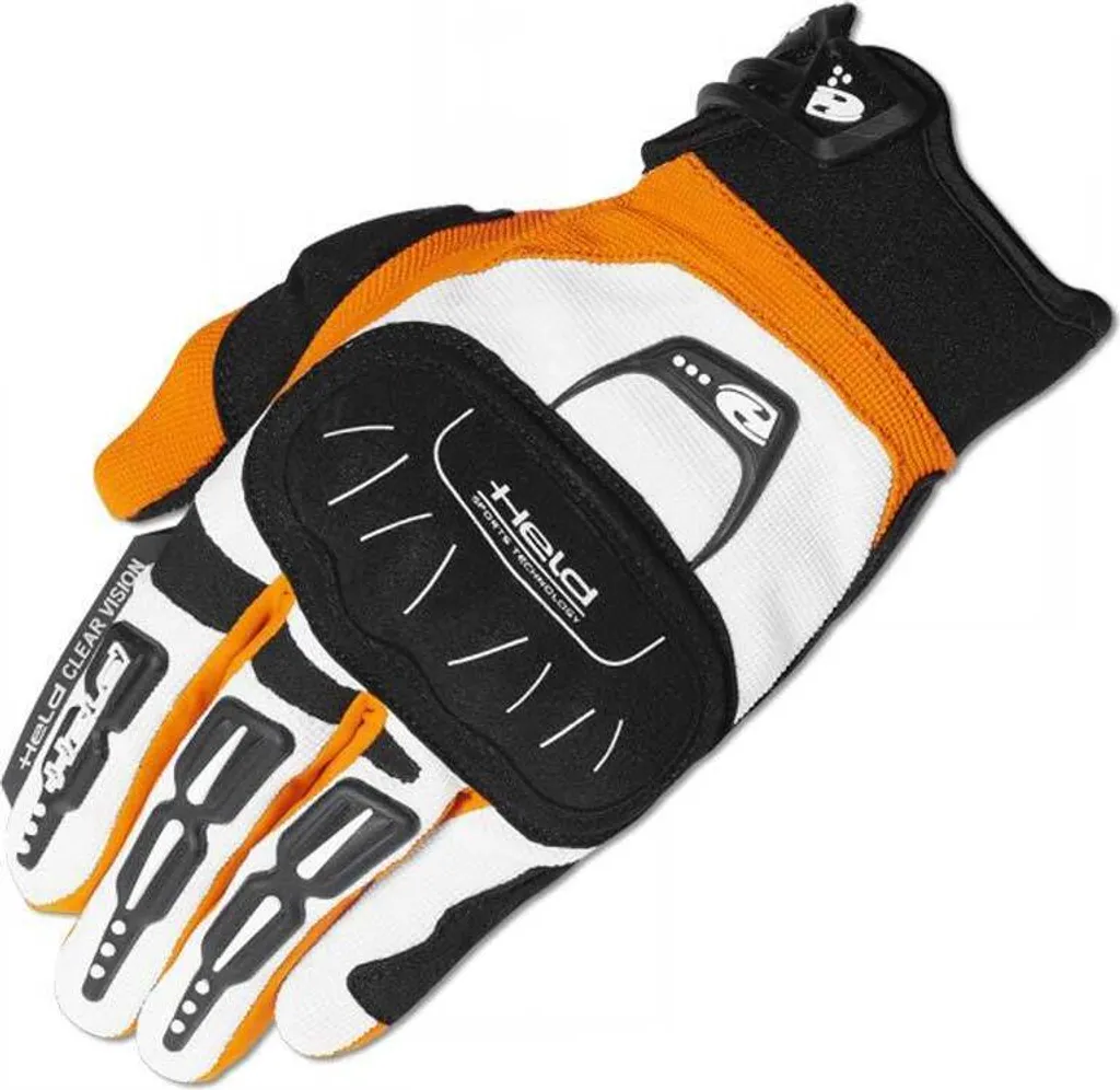 Gants de motocross Held Backflip blanc et orange taille 6 XS pour pilote