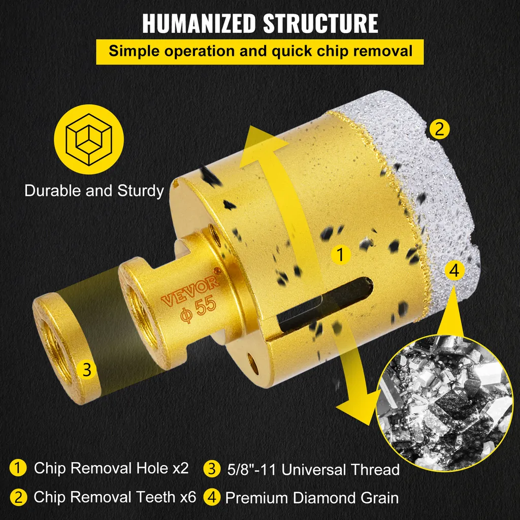 Foret Diamant VEVOR avec Segment 15mm pour Perçage à Sec Maçonnerie