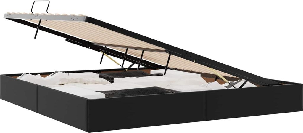 vidaXL Ottoman bedframe, zwart, 200 x 200 cm, kunstleer Productafbeelding 