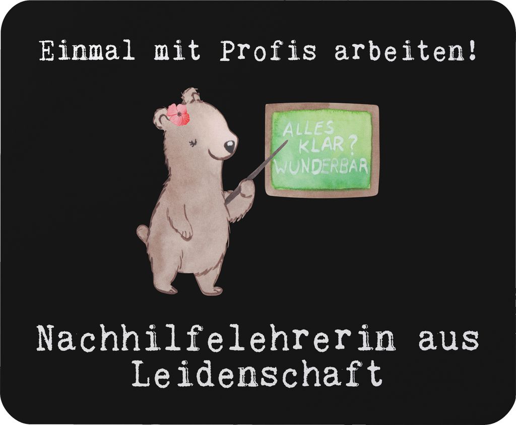 Mr. & Mrs. Panda Mauspad Nachhilfelehrerin Leidenschaft - Schwarz - Geschenk, computer mousepad, Spruch, Lustig, Nachhilfeunterricht, pc, Witzig, M...