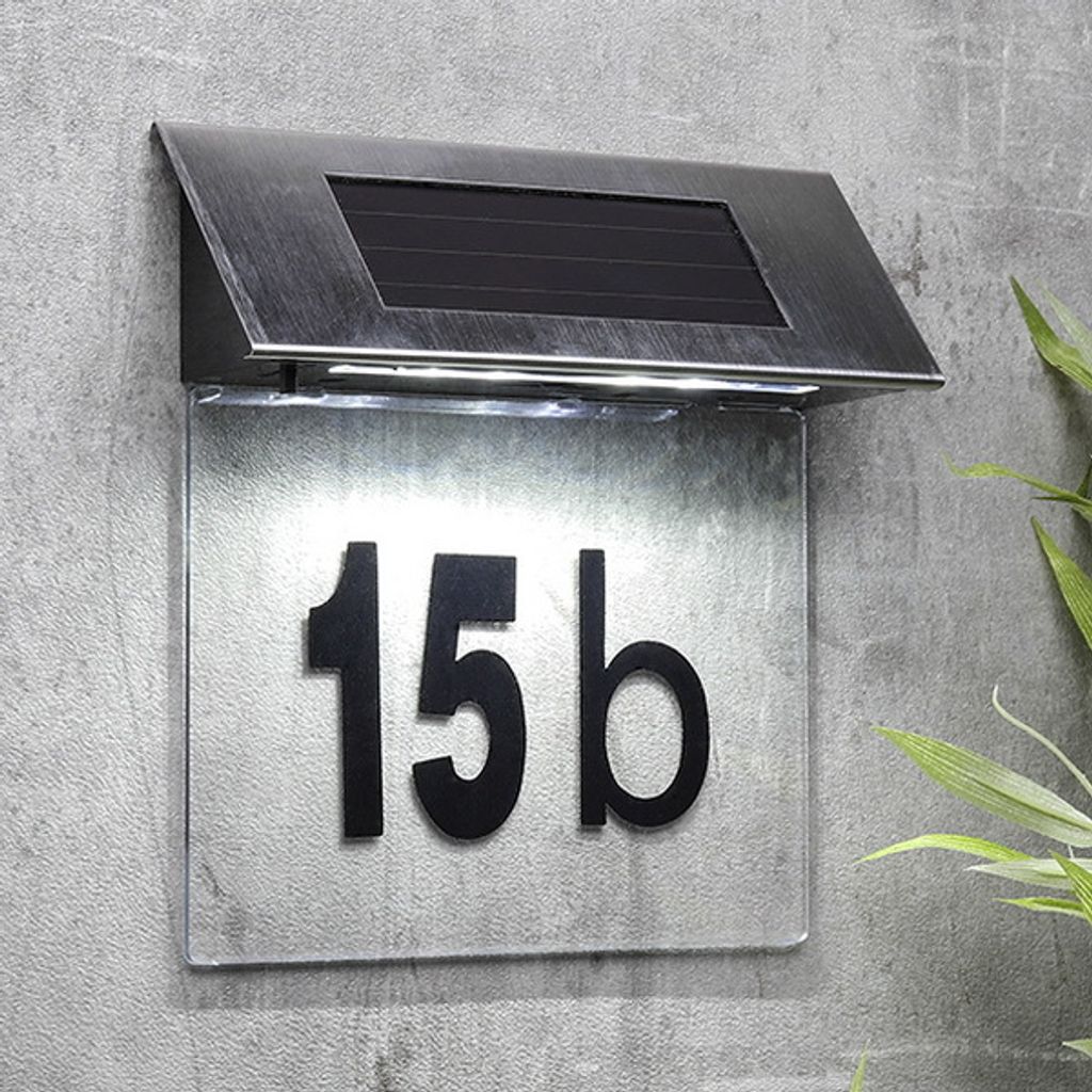 Design Solar LED Hausnummer Edelstahl Hausnummern #249