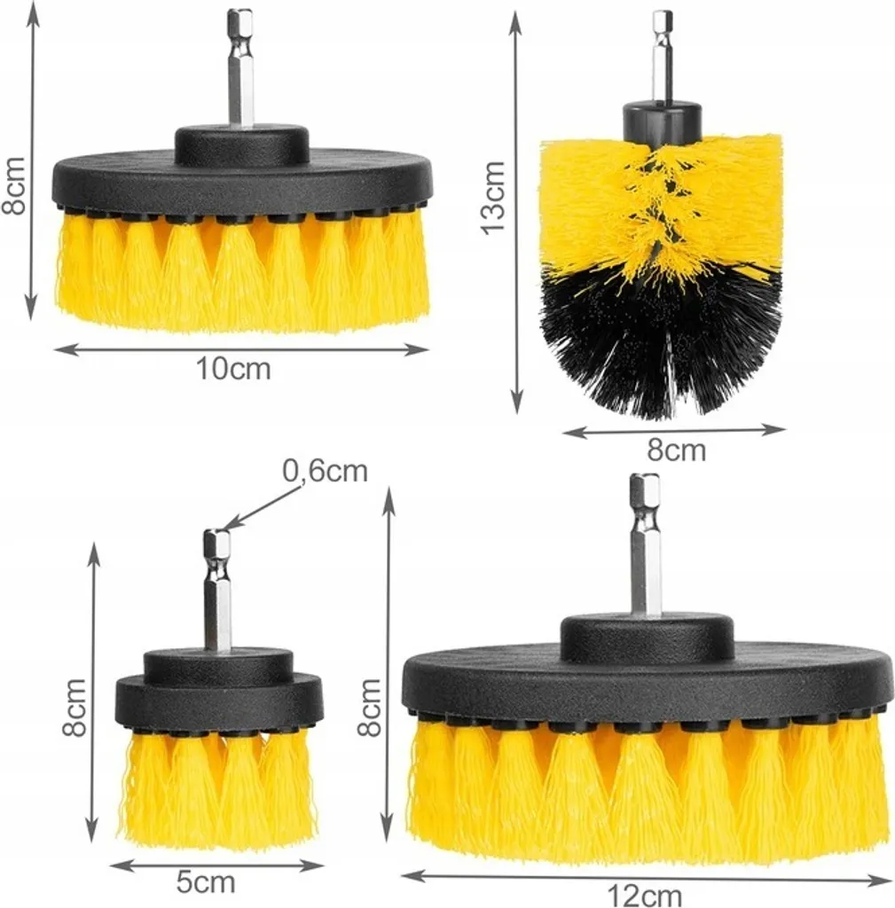 Brosses de nettoyage pour perceuse : lot de 4 embouts polyvalents - 5