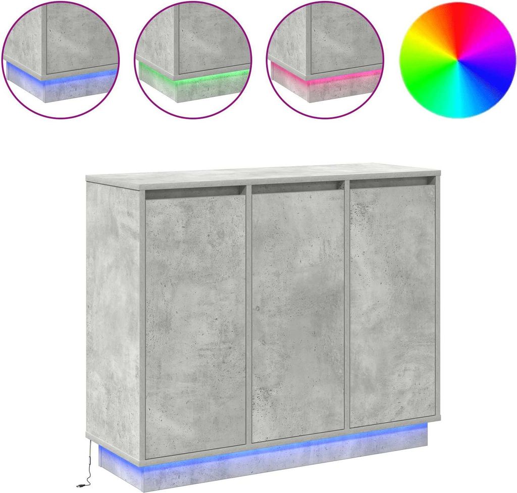 LED-Sideboard Beton Grau 90 x 32 x 75 cm Holzwerkstoff