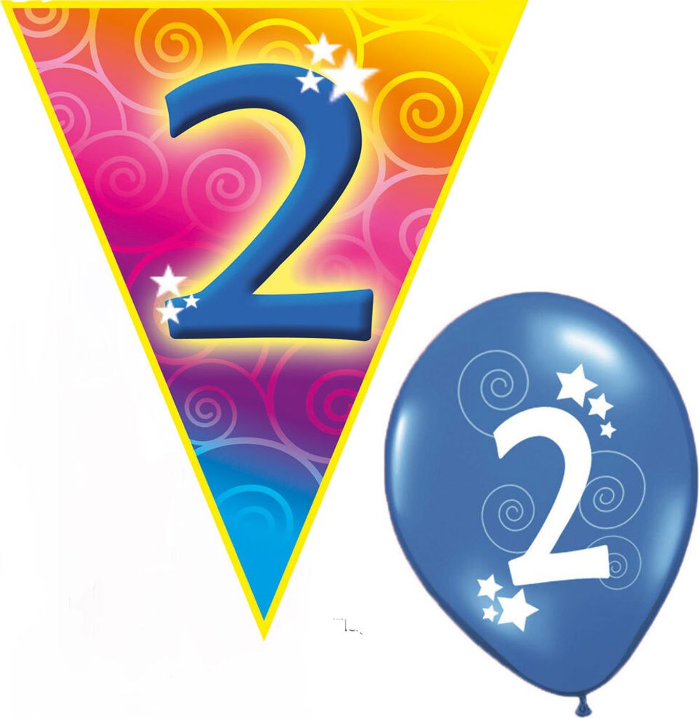 Set Kindergeburtstag Luftballons und Girlande 2 Jahre Größe: ohne Attribut